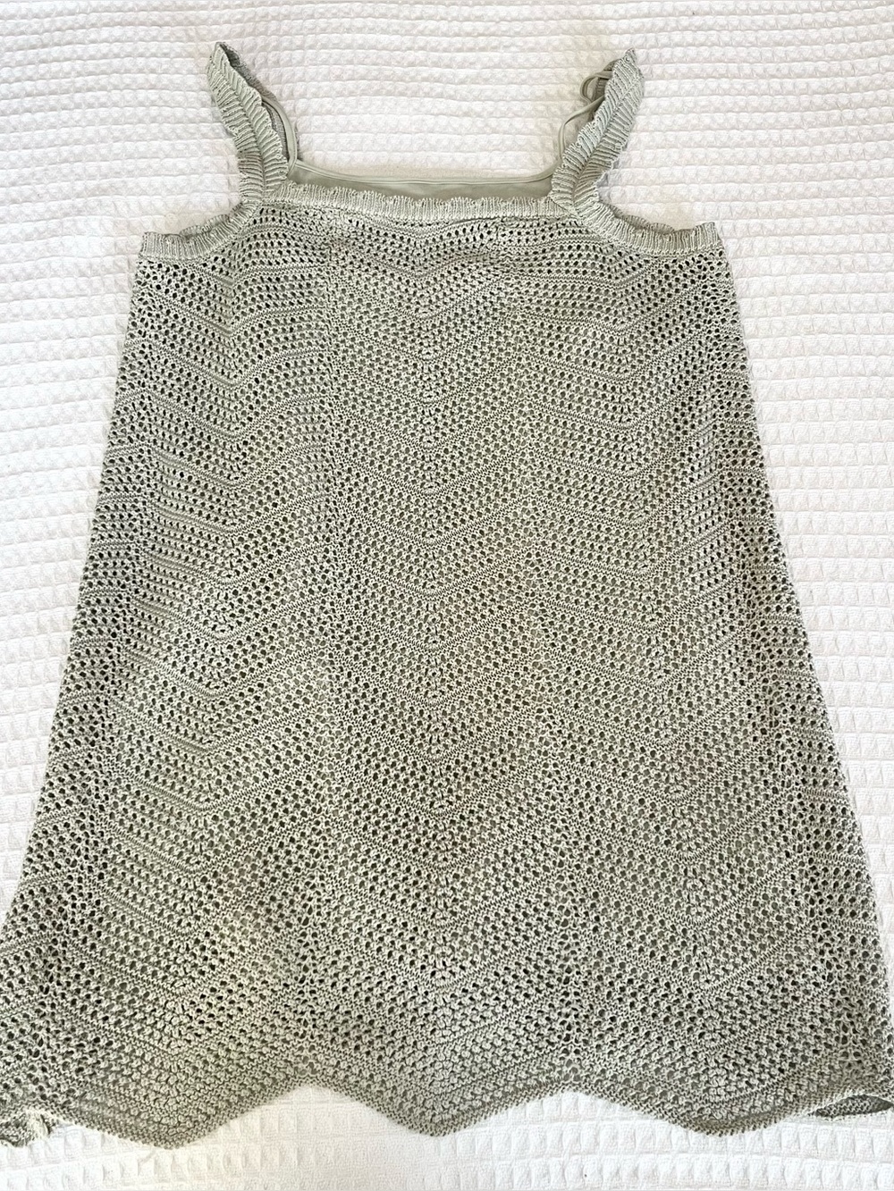 a new day Crochet Chevron Mini Dress in Light Sage large NWT